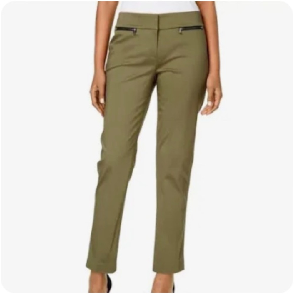 NWOT Nine West Olive Green Slim Cut  Pencil Pants with Ankle Length Straight Leg